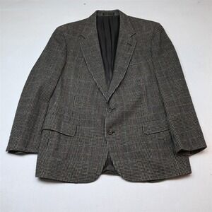 Vtg USA 42R Gray Glenn Check Wool Flannel Mens Blazer Suit Jacket Sport Coat